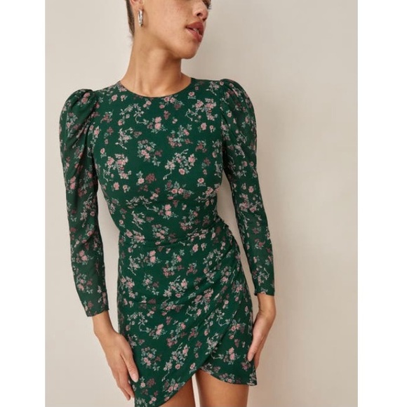 🌿|NWT| Reformation Juni Floral Long Sleeve Dress - Picture 3 of 16